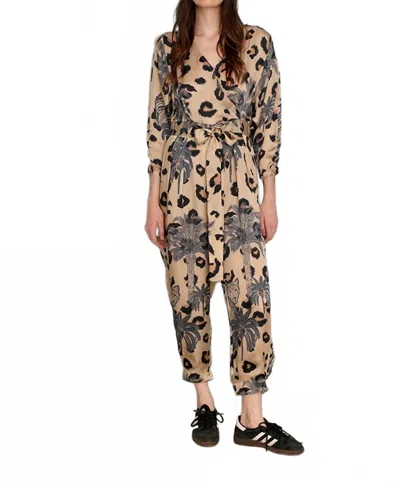 LAS SURENAS PUFF SLEEVE SILK JUMPER IN BROWN