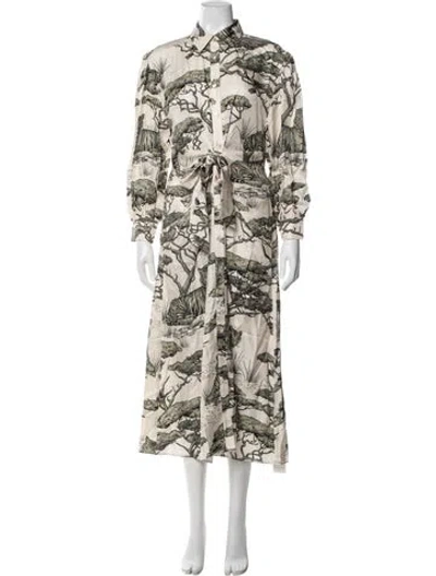 Pre-owned Las Surenas Silk Long Dress W/ Tags In Neutral