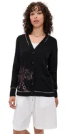 Las Surenas Snow Leopard Cardigan Black In Black