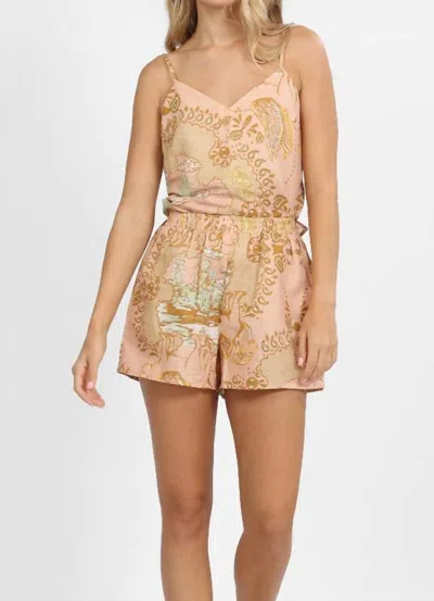 Las Surenas Tank Linen Blend Top In Italian Coast Rose In Multi