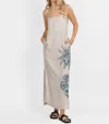 Las Surenas Tiger Bloom Dress In Beige In White