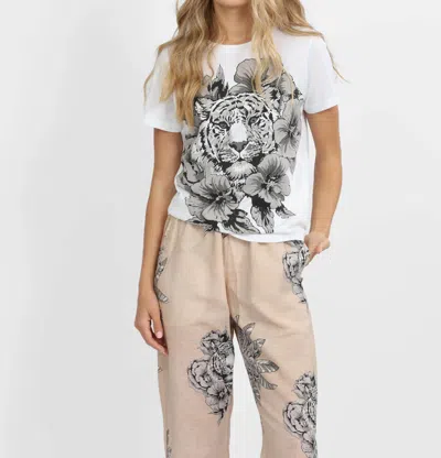 Las Surenas Tiger Bloom Tee In White