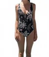 Las Surenas V-neck Leopard Flower Swimsuit In Black In Multi