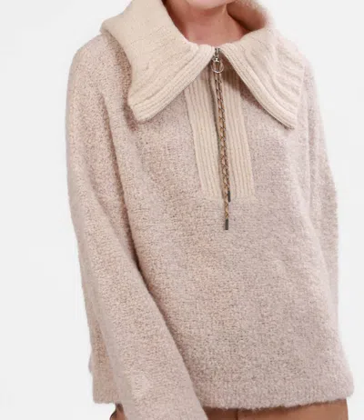 Las Surenas Women's Boucle Sweater In Landscape In Beige