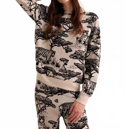 Las Surenas Women's Safari Sweater In Black White In Multi