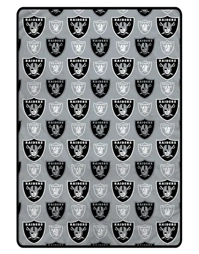 Las Vegas Raiders Nfl Team Logomania Xl Blanket 66x95 In Gray