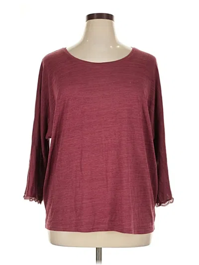 Pre-owned Lascana 3/4 Sleeve T-shirt In Burgundy