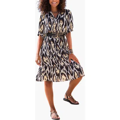 Lascana Animal Print Short Sleeve Dress In Multi