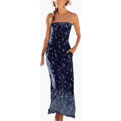 Lascana Bandeau Maxi Dress In Blue