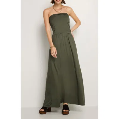 Lascana Bandeau Maxi Dress In Green
