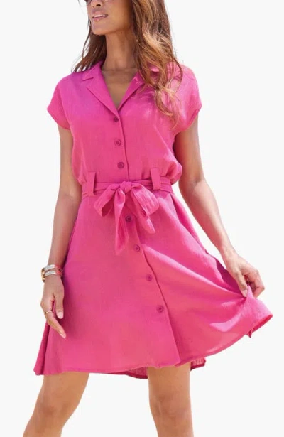 Lascana Belted Shirt Dress In Pink