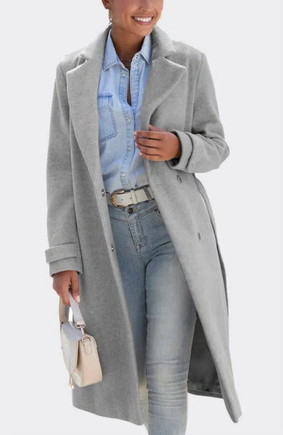 Lascana Belted Wrap Coat In Gray