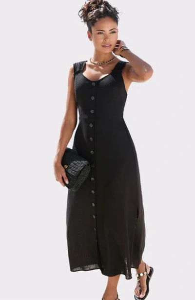 Lascana Button Detail Maxi Dress In Black