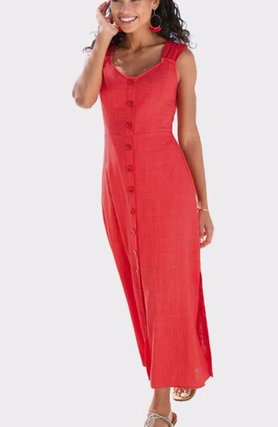 Lascana Button Detail Maxi Dress In Red