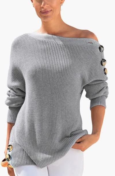 Lascana Button Detail Sweater In Gray