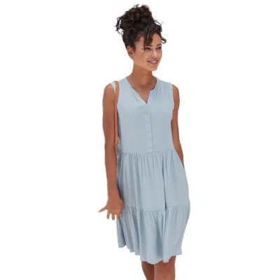 Lascana Button Up Tiered Dress In Blue