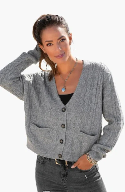 Lascana Cable Knit Cardigan In Grey Heather