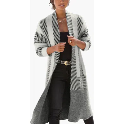 Lascana Color Block Stripe Cardigan In Gray