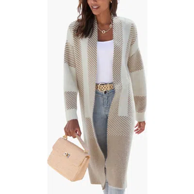 Lascana Color Block Stripe Cardigan In White