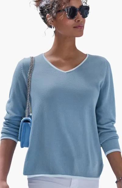 Lascana Contrast Trim Sweater In Blue