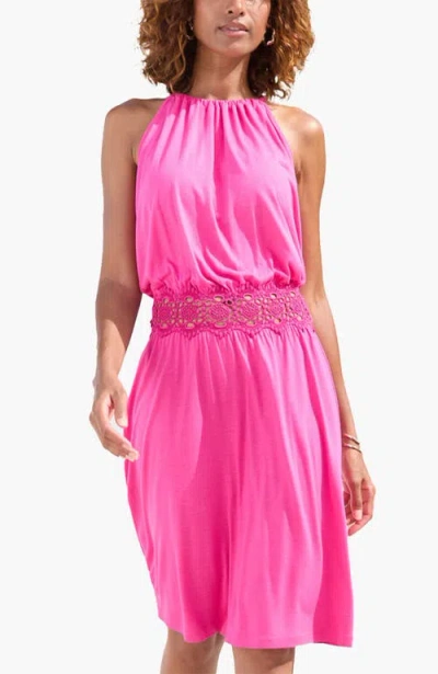 Lascana Crochet Detail Dress In Pink