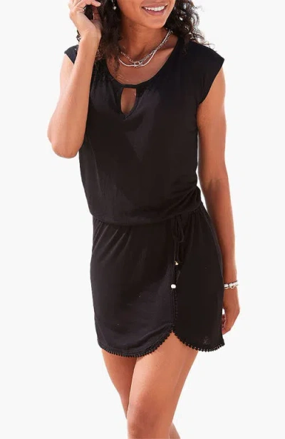 Lascana Crochet Hem Dress In Black