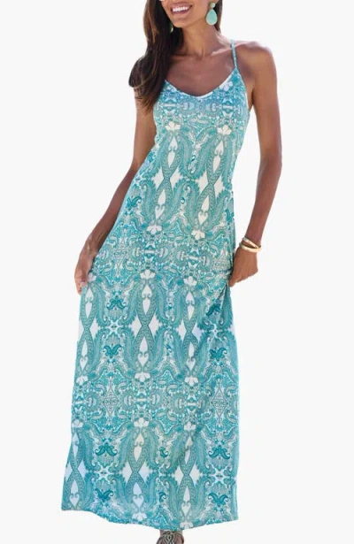 Lascana Crossed Strap Maxi Dress In Blue