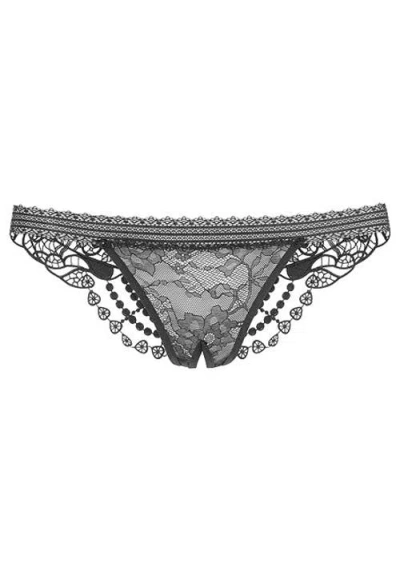 Lascana Embroidered Lace Thong In Black