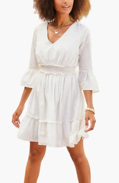 Lascana Eyelet Detail V-neck Dress In White