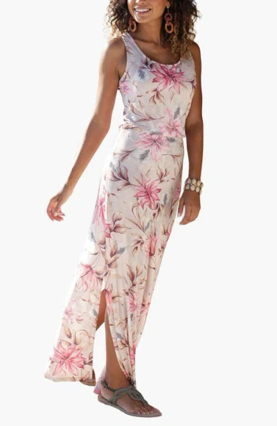 Lascana Floral Maxi Dress In White