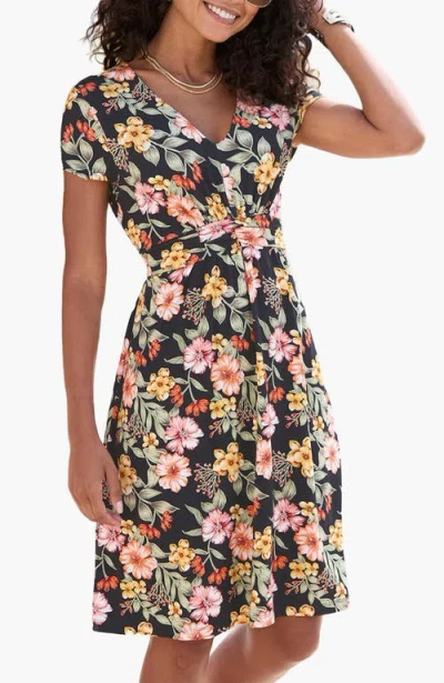 Lascana Floral Short Sleeve Dress In Multi