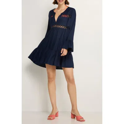 Lascana Flowy Flared Sleeve Dress In Blue