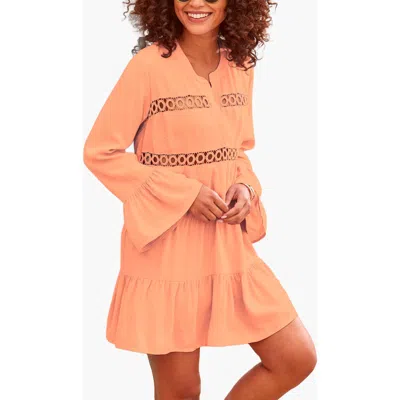 Lascana Flowy Flared Sleeve Dress In Orange