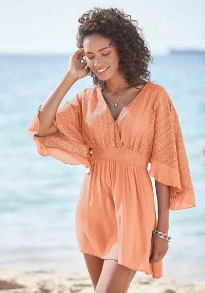 Lascana Flowy Lace Cover Up In Neutral