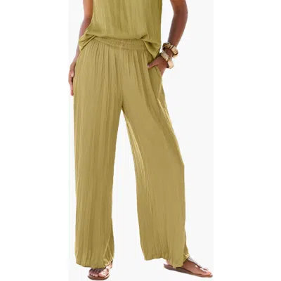 Lascana Flowy Textured Pull On Pants In Green