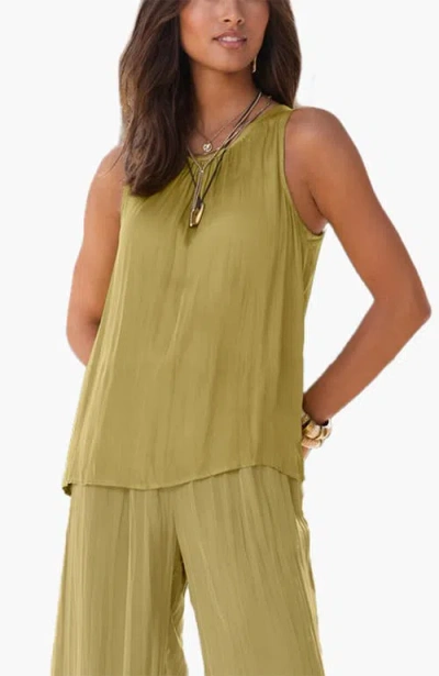 Lascana Flowy Textured Sleeveless Top In Green