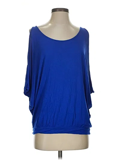 Pre-owned Lascana For Venus 3/4 Sleeve Top Blue Cold Shoulder Neckline Tops