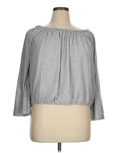 Pre-owned Lascana For Venus 3/4 Sleeve Top Gray Boatneck Tops