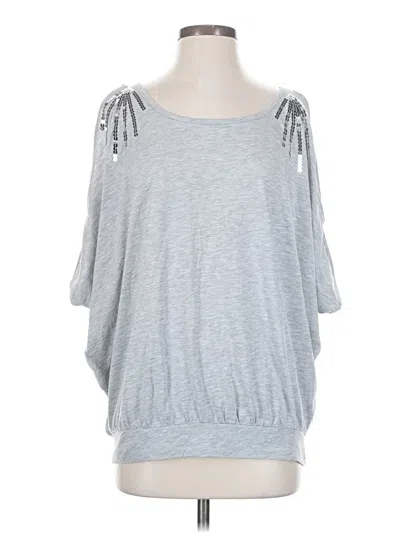Pre-owned Lascana For Venus 3/4 Sleeve Top Gray Cold Shoulder Neckline Tops
