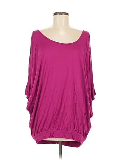 Pre-owned Lascana For Venus 3/4 Sleeve Top Purple Scoop Neck Tops