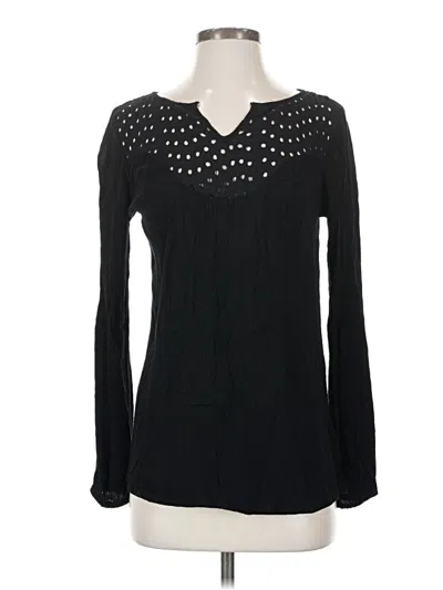 Pre-owned Lascana For Venus Long Sleeve Top Black Keyhole Neckline Tops