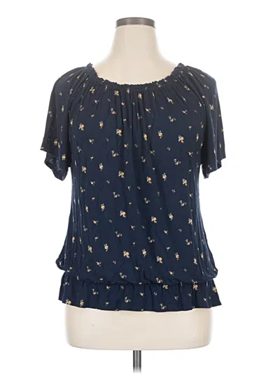 Pre-owned Lascana For Venus Short Sleeve Blouse In Blue