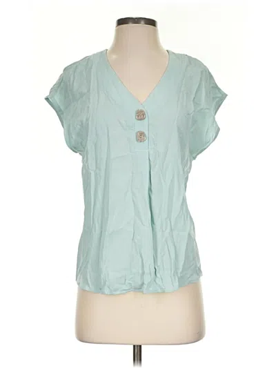 Pre-owned Lascana For Venus Short Sleeve Blouse In Teal
