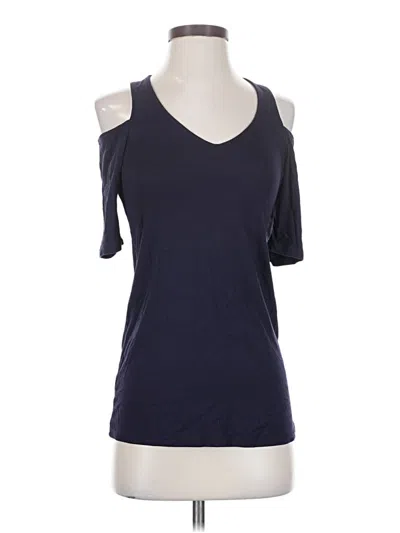 Pre-owned Lascana For Venus Short Sleeve Top Blue Cold Shoulder Neckline Tops