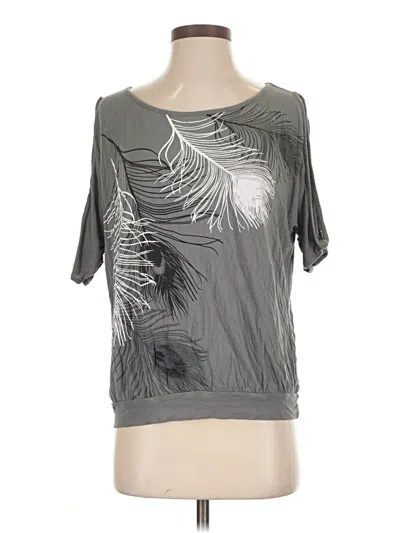 Pre-owned Lascana For Venus Short Sleeve Top Gray Boatneck Tops