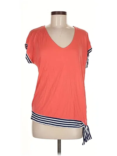 Pre-owned Lascana For Venus Short Sleeve Top Orange V Neck Tops
