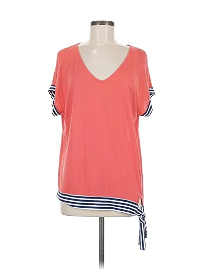 Pre-owned Lascana For Venus Short Sleeve Top Orange V Neck Tops