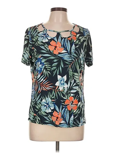 Pre-owned Lascana For Venus Short Sleeve Top Teal Scoop Neck Tops