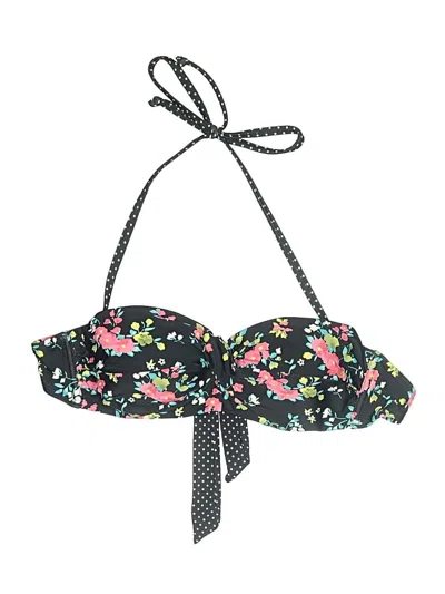 Pre-owned Lascana For Venus Swimsuit Top Black Floral Pattern Swimwear