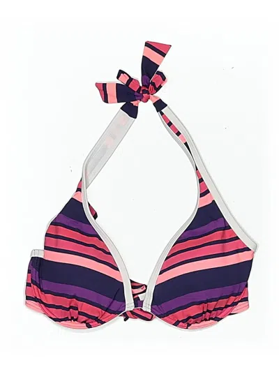 Pre-owned Lascana For Venus Swimsuit Top Purple Stripes Pattern Swimwear